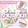 Summer Flower Welcome Door Sign Tulip Wooden Hanging Sign Floral Butterfly Door Hanger Sign for Spring Summer Holiday Indoor Outdoor Farmhouse Home