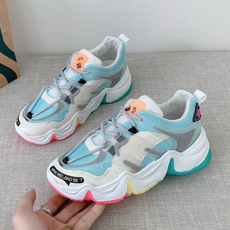 Fashion Casual Colorful Sports Running Hiking Shoes 2025 Spring Summer New Breathable Gradient Dad Shoes Fashion Casual Women's Shoes