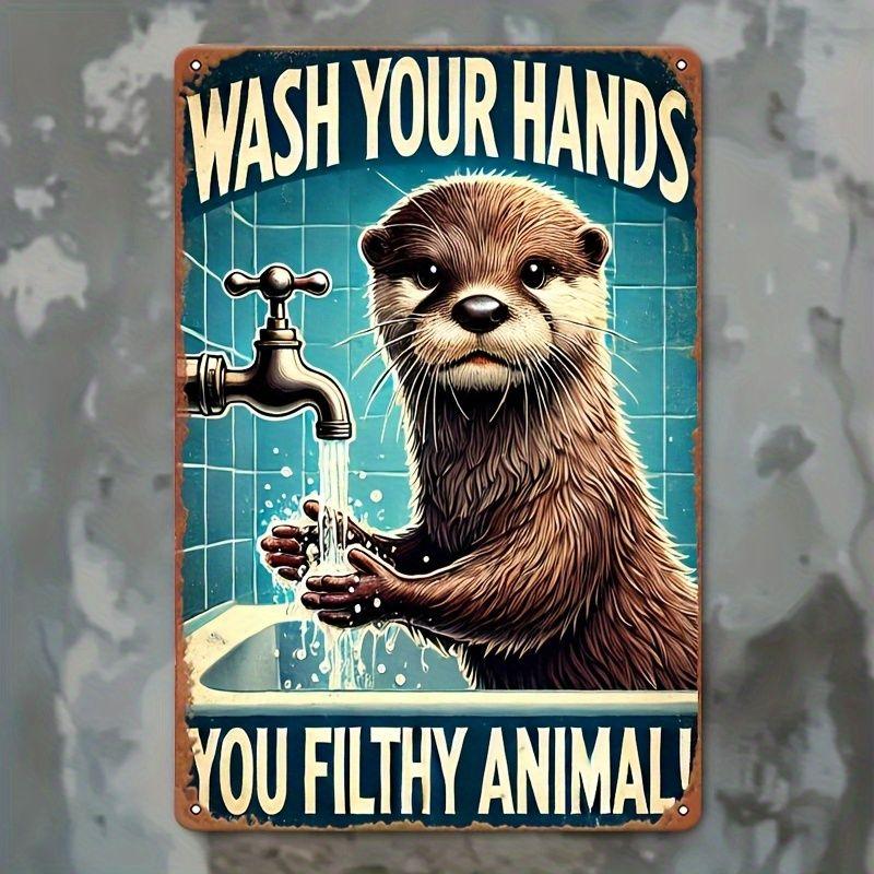 Vintage Metal Sign Funny Animal Bathroom Wall Decor Home Art Tin Plate
