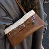 Lamb Wool Splicing Underarm Bag Women's 2025 New Fashion Retro Shoulder Bag French Niche Work Commuter Bag