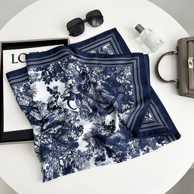 Wiosenny Szal Damski Luksusowy Design Szal Jedwab Gładki Szal Miękka Muzułmańska Opaska Szal Plaża 90x90cm