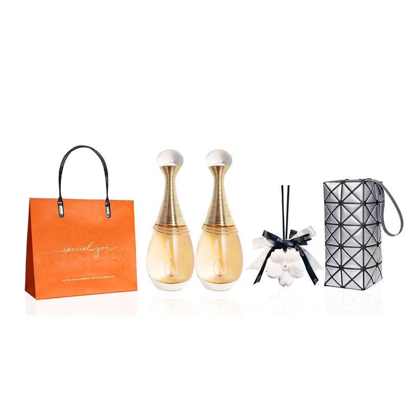DIOR Perfume Real EDP 5ml×2 + White Peach Aromatherapy + Glacier Silver Cosmetic Bag Privilege серебряный