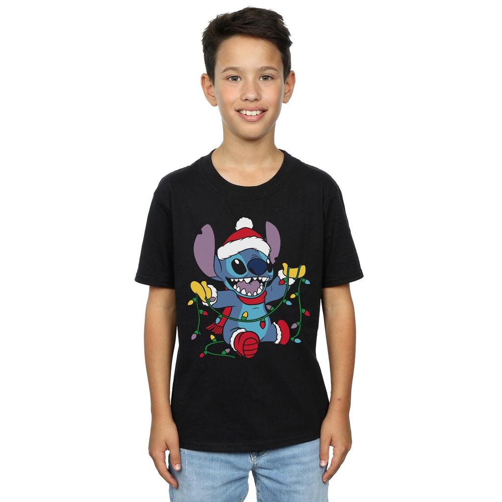 Disney Boys Lilo And Stitch Christmas Lights T-Shirt
