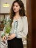 Women Blouse 2024 New French Style Gentle Long Sleeve Elegant Commuter Loose Solid Pullover Tops MXD11X1340