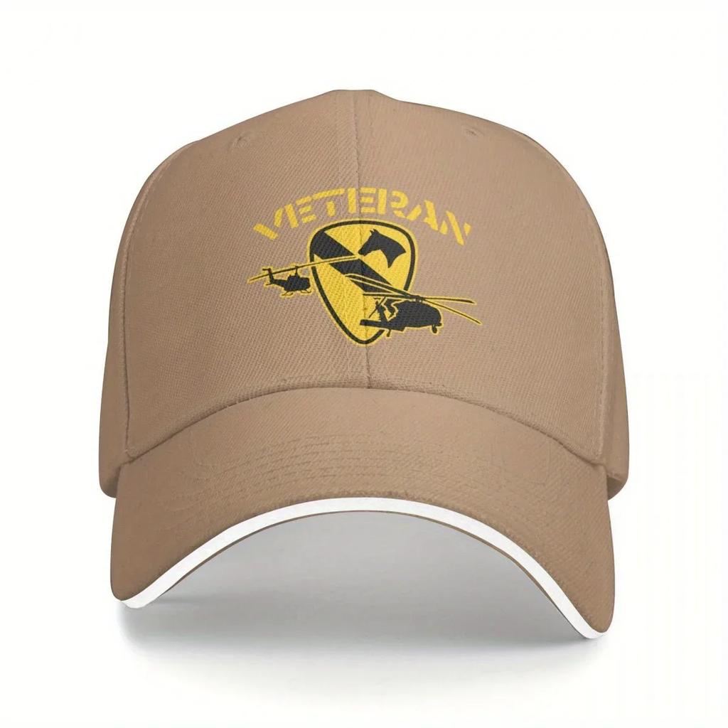 Luftkavallerie-Division Veteran Baseballkappe - Unisex Schwarzer Designer-Sonnenhut mit Logo, Leichtes Polyester