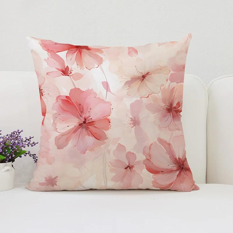 Cushion Cover 50X50 Japanese Cherry Blossom Bed Pillowcases Covers For Bed Pillows Pillow Cases 45X45 Cushions Cover Home Decor