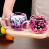 Double Wall Glass Coffee Mugs Set of 4 High Borosilicate Insulated Cups with Colorful Petal Design for Hot And Cold Drinks Tea Latte Juice