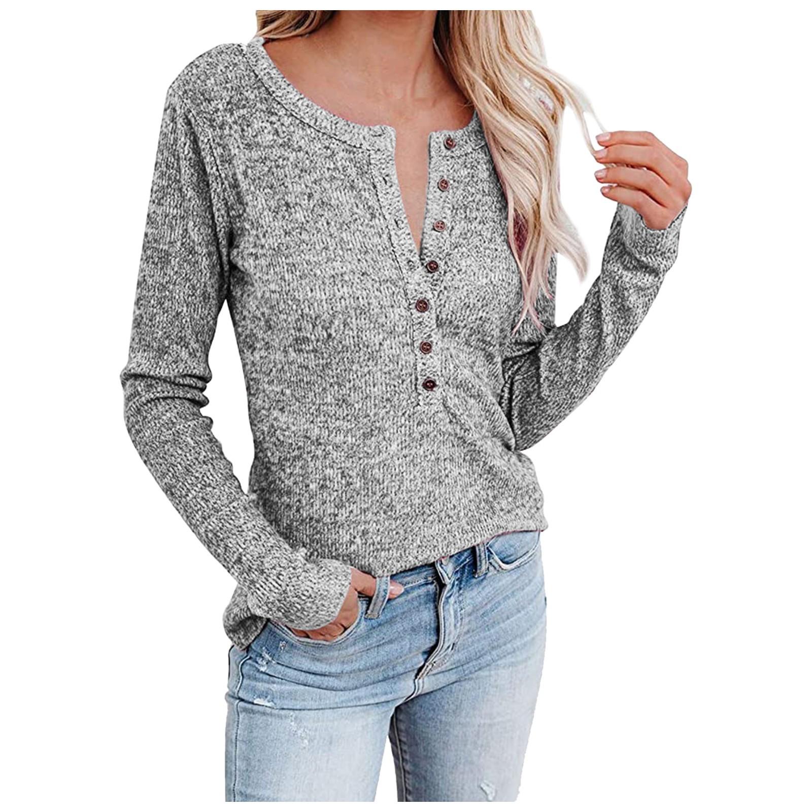 

Женский повседневный свитер с длинными рукавами и круглым вырезом, с пуговицами спереди L