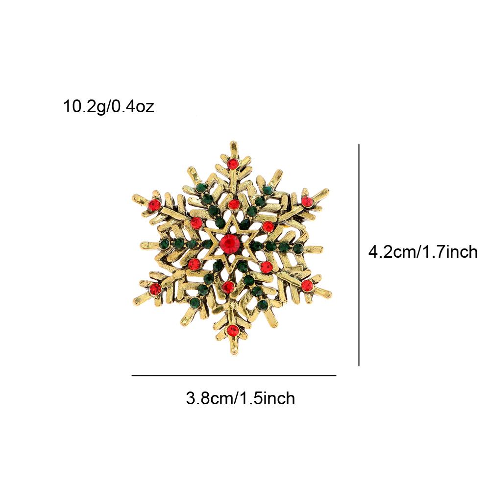 New Rhinestone Christmas Snowflake Brooch Unisex Fashion Pin Winter Festivel Jewelry Vintage Accessories Good Gift
