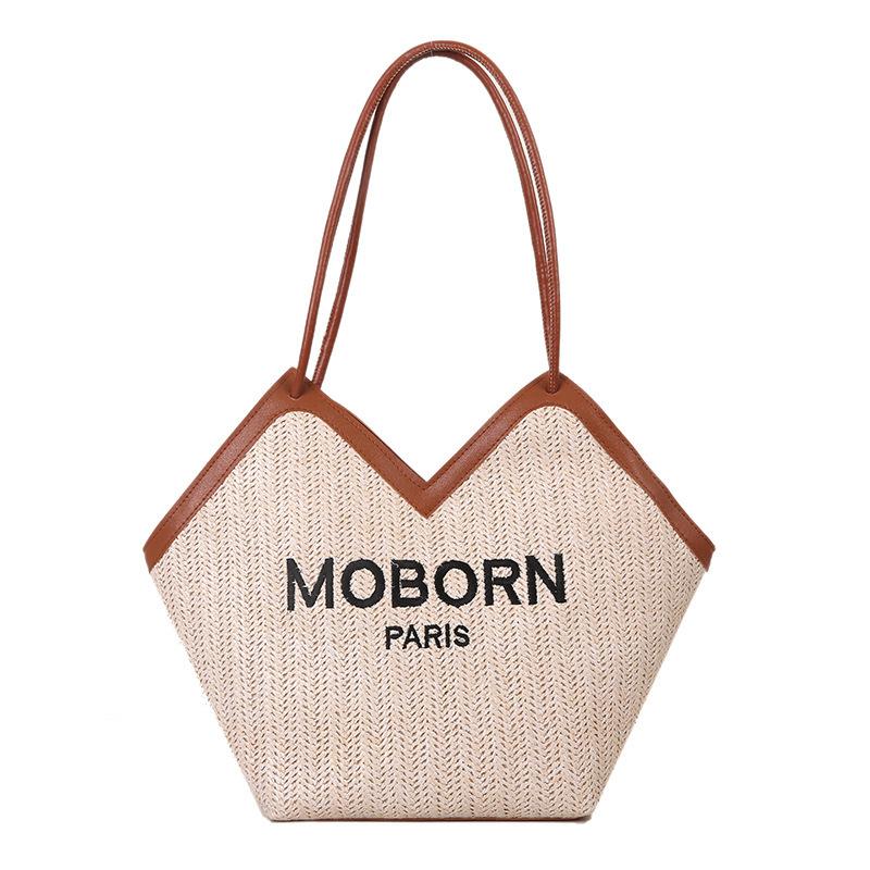 

Straw large-capacity handbags are popular today, and woven autumn and winter new single shoulder underarm tote bags are fashionable. коричневый