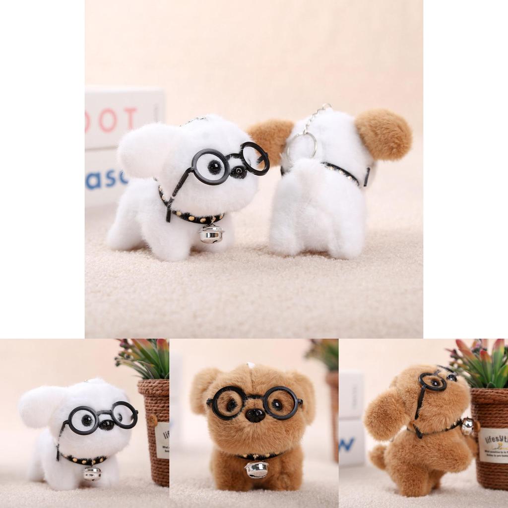 Cute Animal Plush Dog Hang Tag With Short Pile Fabric For Bags