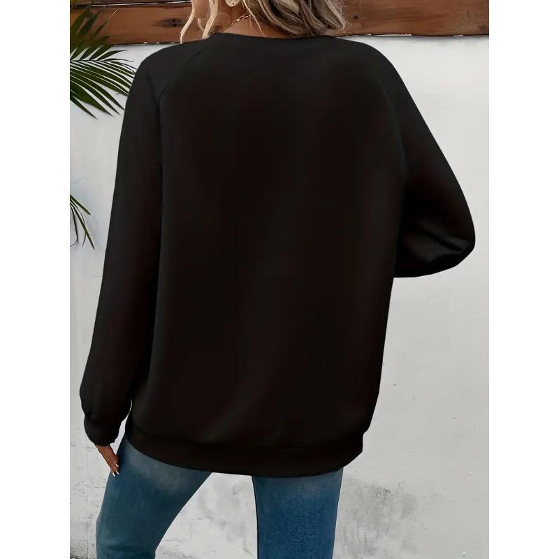 Pulover iubit cu gât rotund imprimat, cu mâneci lungi, larg și confortabil, top de damă de stradă cu personalitate, modă de toamnă 8212