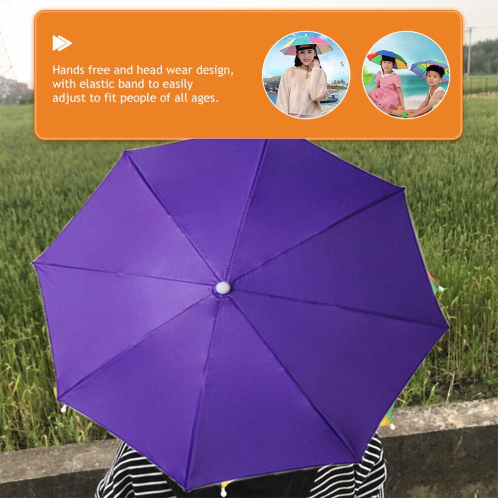 Outdoor Foldable Head Umbrella Hat Windproof Fishing Head Wearing Sunshade Rain Gear Portable Umbrella Camping Beach Head Hats
