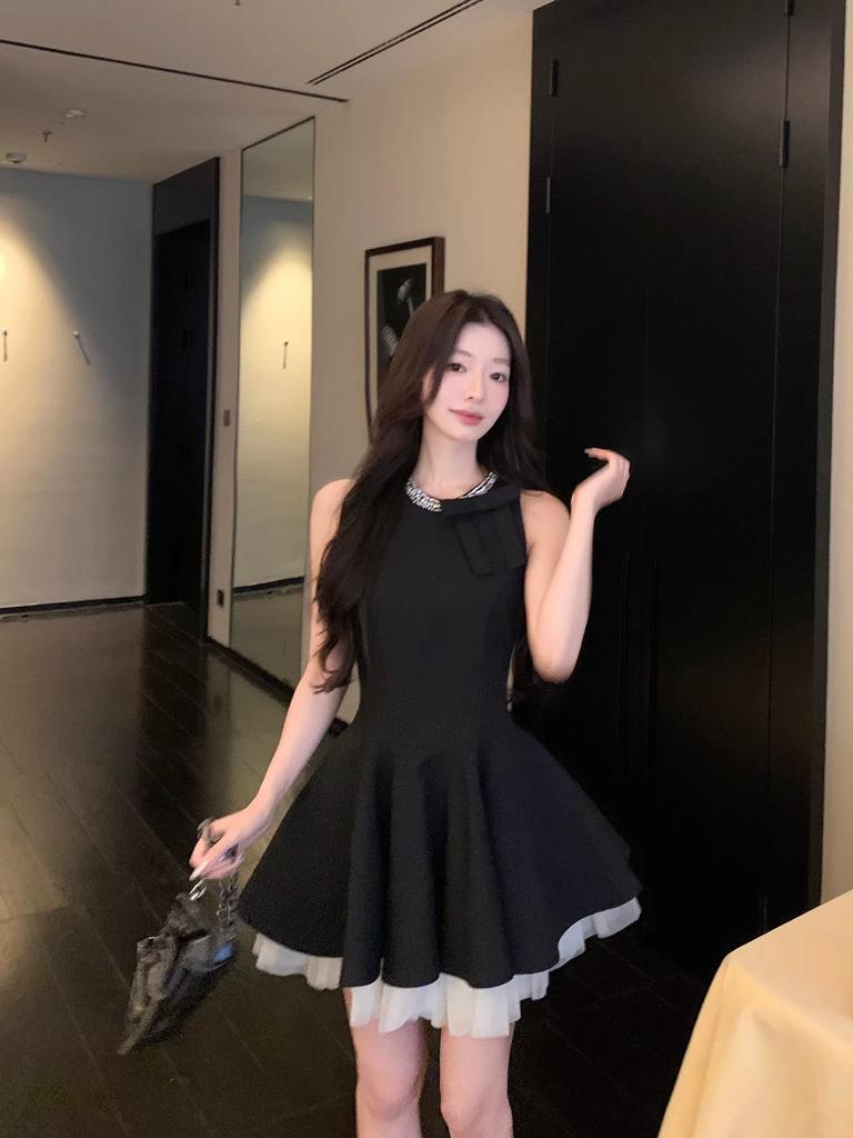 Super Good-looking New A-shaped Skirt, Birthday Party Dress, Thin Sleeveless Vest Skirt, Black Girls Summer Dress
