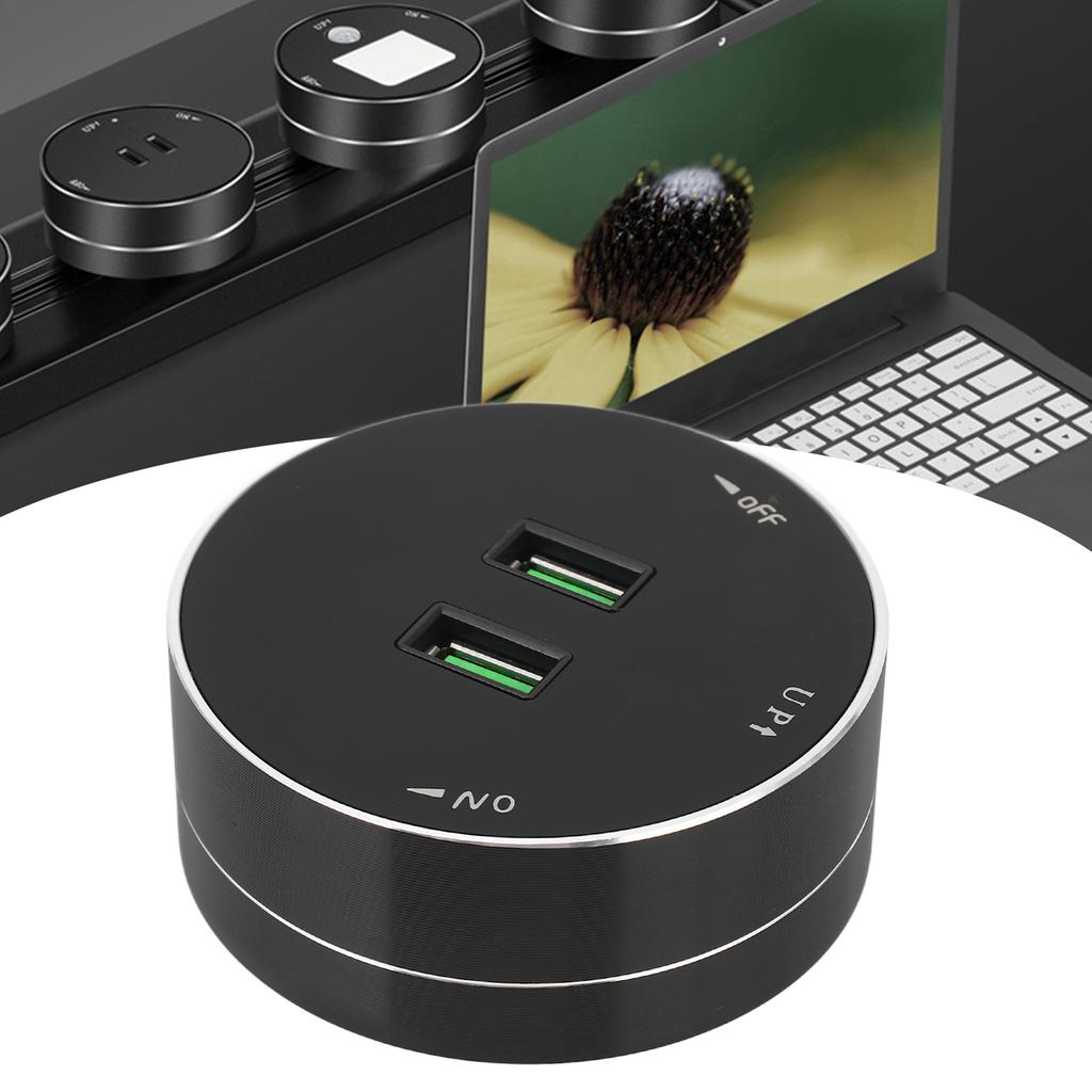 Akkubetriebener Stromschienenadapter Dual-USB-Anschluss Multifunktionaler Runder Steckdosenadapter mit Lichtanzeige