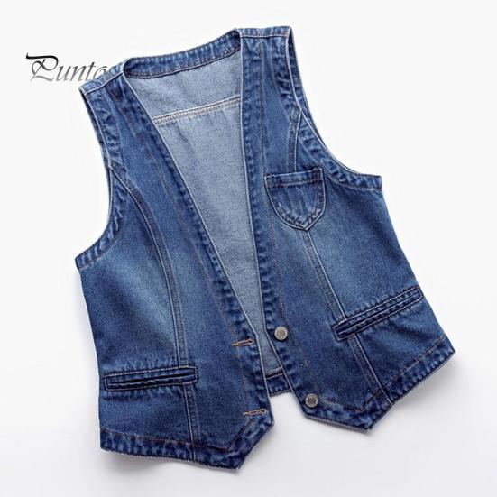 Retro Waistcoat Ladies Denim Vest Sleeveless Loose V Neck Double Buttons Solid Color Breathable Vintage Firm Stitching Hip Hop Streetwear Lady