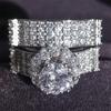 European-American Fashion Ladies' Platinum Engagement Ring Set R5334