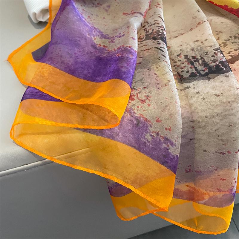 New Spring Summer Elegant Women's Korean Style Versatile Sunshade Anti-Sunshine Shawl Silk Scarf Simulation Silk Wrap