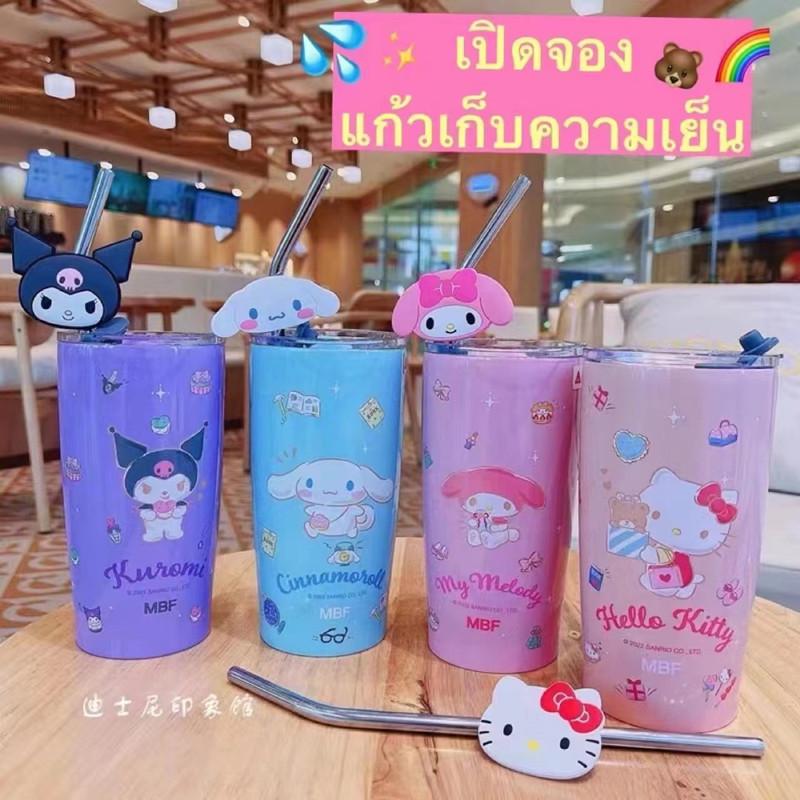 Non-Toxic 600Ml Sanrio Thermos Cup Kawaii Hello Kitty Kuromi Melody Student Children Gift Anime Cartoon Cute Portable Straw Large Capacity