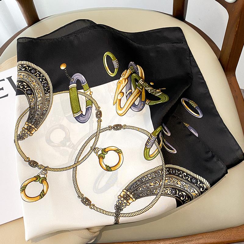 Elegant Floral Scarf for Lady Fashion Square Silk Neck Kerchief Bandana Foulard Soft Hairbands Women  New Bufanda