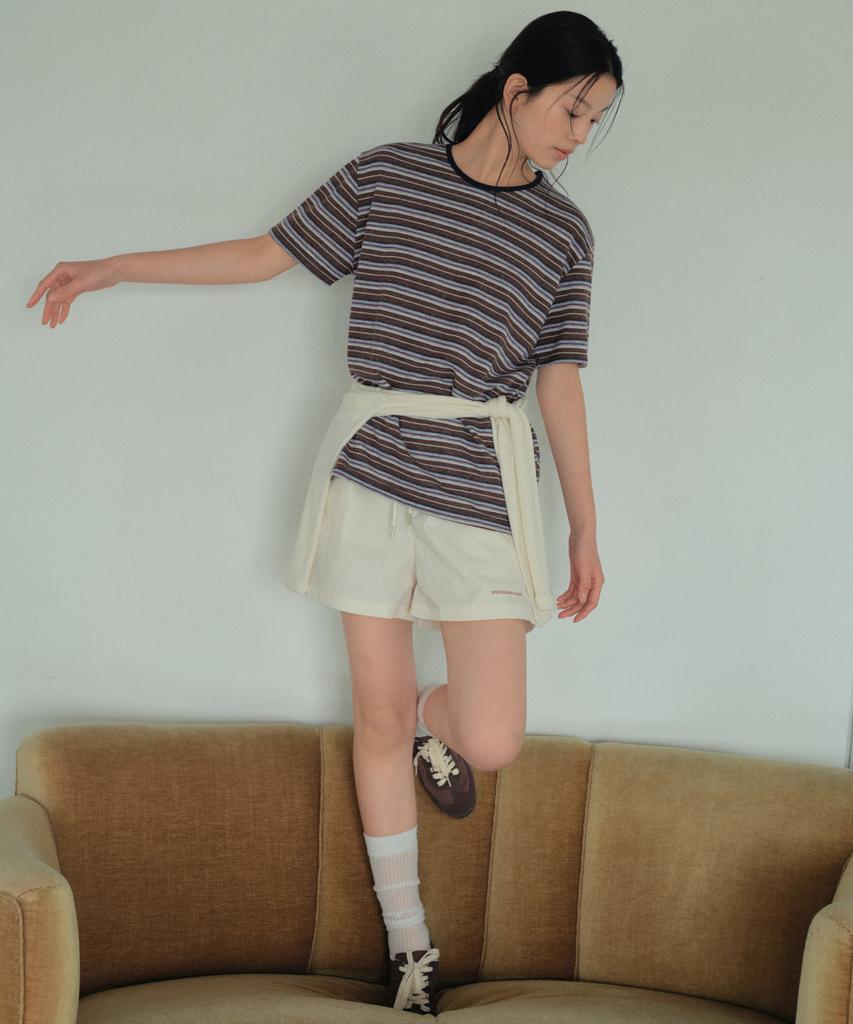 Wednesday Oasis For Woman Vintage Striped Short Sleeve T-Shirt_Brown(Wb6Tp25)