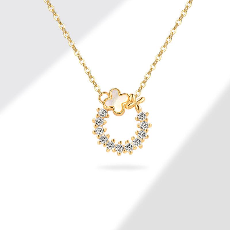 925 Sterling Silver Circle Pendant Necklace Jewelry for Women 18K Gold Plated 925 Silver Necklace Chain Jewelry