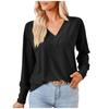 Women's Casual Fashion Colour V-Neck T-Shirt Button Decoration Loose Top