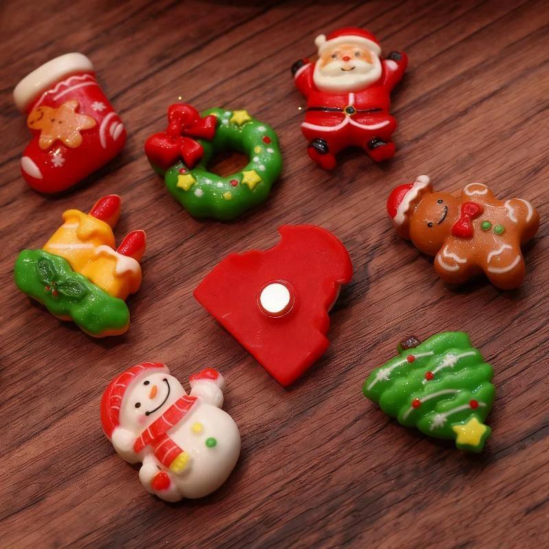 10/20/30/40/50Pcs Santa Claus Snowman Christmas Tree Decoration Children'S Toys For Gift Mixed Resin Christmas Fridge Magnets