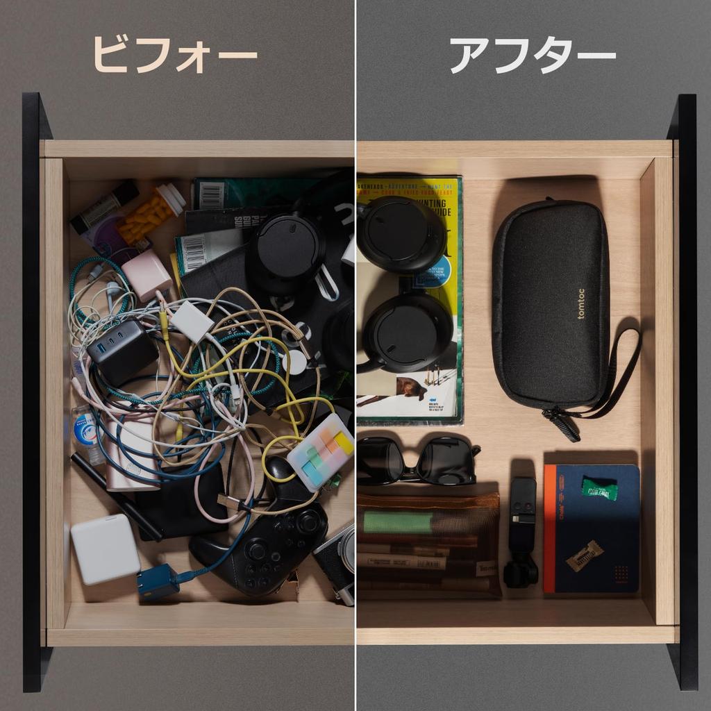 tomtoc Freestanding Gadget YKK Recycled Travel Black Compact, Pouch, Zipper, Materials, Pouch, Water-Repellent,