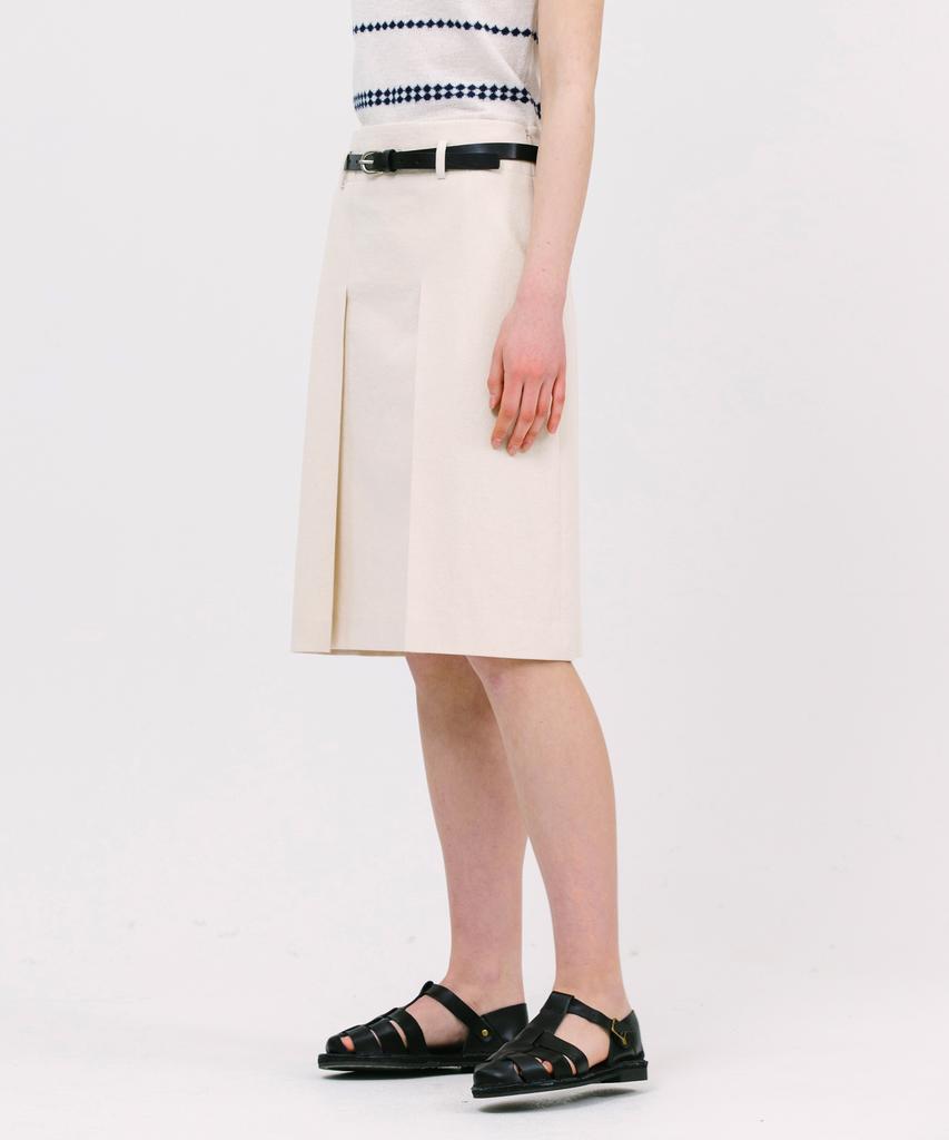 JUN BY JUN K Low Belted Skirt_Ecru