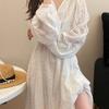 Floral Long Sleeve Dress With Embroidery For Vacation And Casual Wear