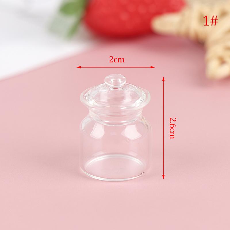 1:12 Scale Miniature Dollhouse Glass Canister Mini Cookies Candy Jar Bottle for OB11 Doll Kitchen Play Food Toy Accessories