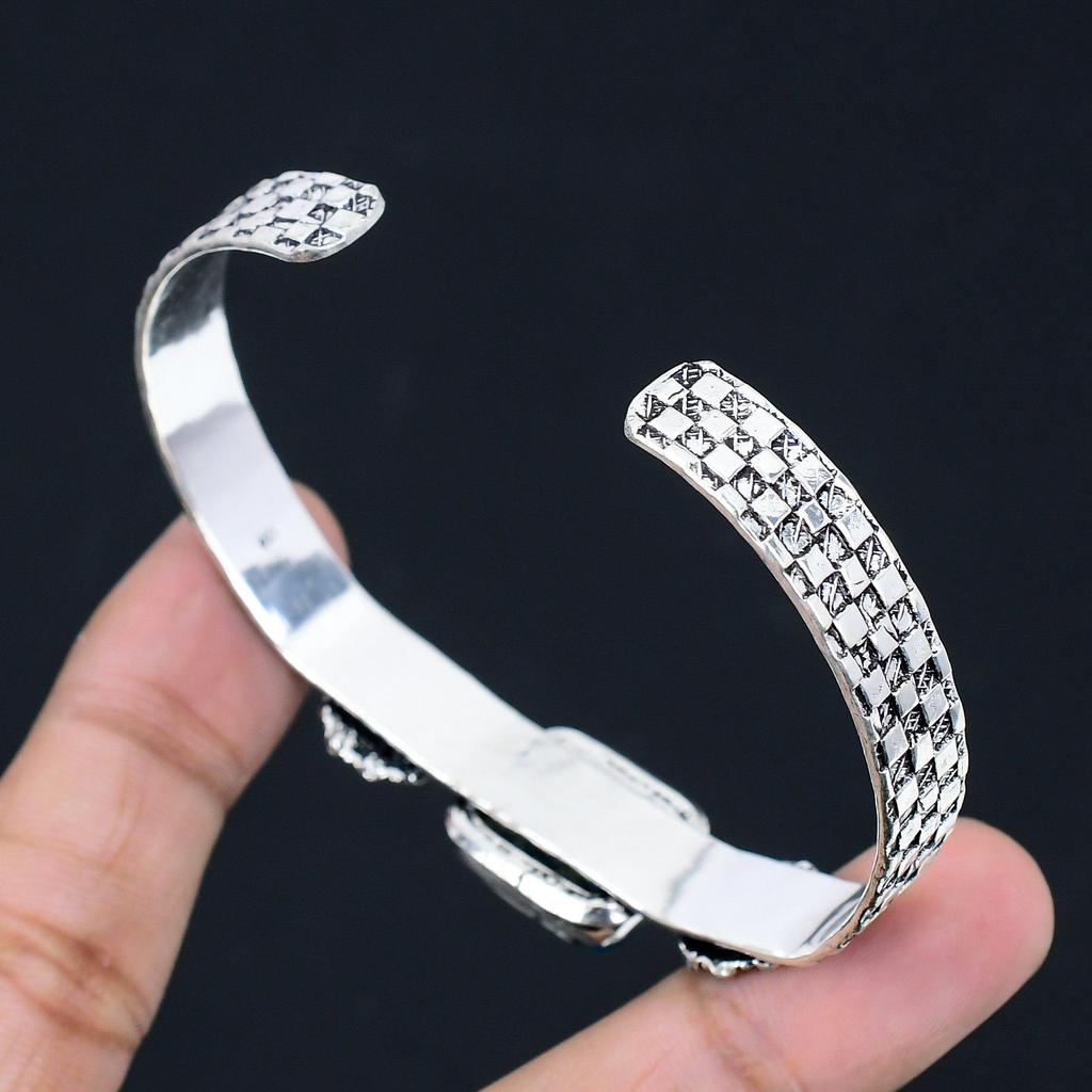 Natural K2 Jasper Gemstone 925 Sterling Silver Bangle Adjustable For Girls