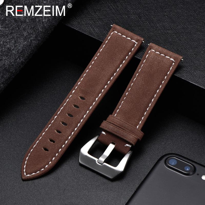 18mm 20mm 22mm 24mm Matte Leather Watchband Men Women Strap Luxury Brand Red Blue Green Watch Band Accessories