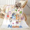 Bluey's Bubble Adventure Customize Text Blanket Cozy Customizable Blanket Durable Comfort for Office Picnics Office Chair Livingroom
