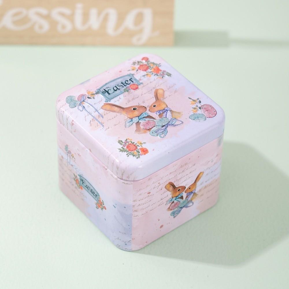 Empty Box Easter Gifts Box Square Shape Easter Egg Box Rabbit Tin Storage Box Easter Party