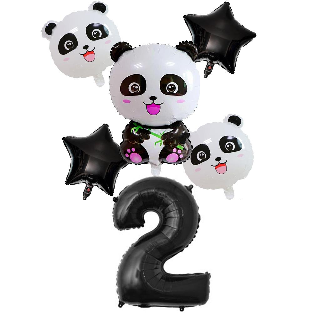 Xiaohongshu Panda Balloon Cute Panda 1-10 Birthday Party Decoration Arrangement Aluminum Film Balloon
