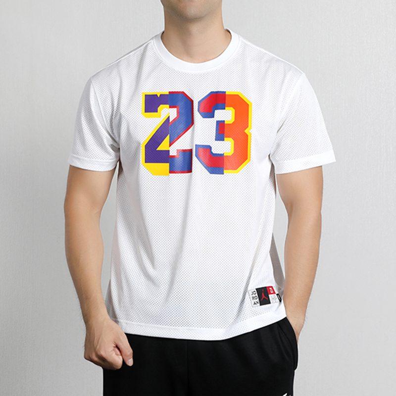 Jordan T Shirts Men's White Crew Neck Moderate Straight Fit AV0117-100