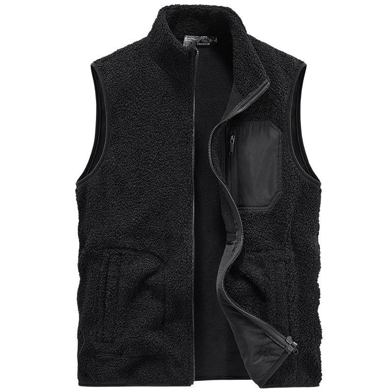 

Мужской осенний флисовый жилет - Outdoor Sports Plus Velvet Solid Color Waistcoat 67J11 3XL чёрный