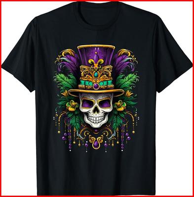 Mardi Gras Costume Sugar Skull Carnival Party Black T-Shirt Unisex T-Shirt