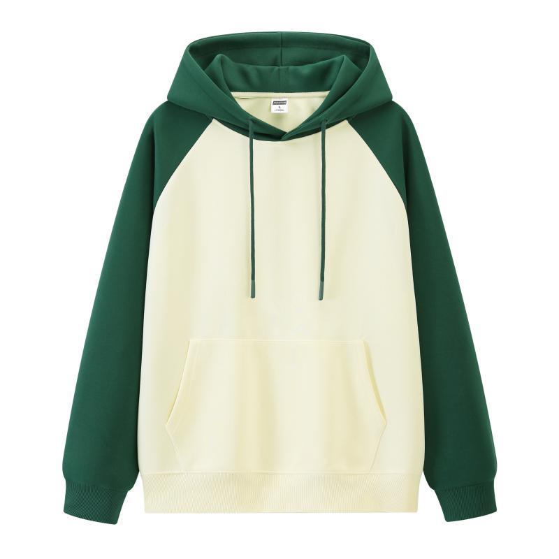 

Чоловічий худі з кольоровими блоками та рукавами реглан 330г - Повсякденний універсальний пуловер з накладною кишенею для весни та осені 5XL оливковий колір/абрикосовий