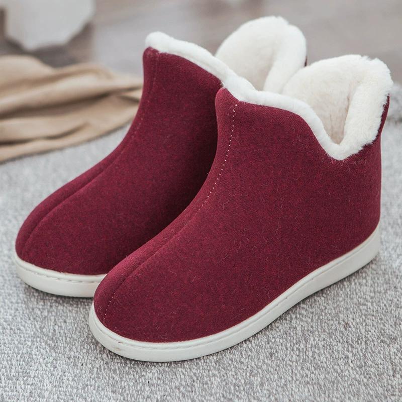 Warm Cotton Shoes Lightweight Indoor Thickened Fleece and Furry Shoes High-top Warmth Non-slip Cotton Slippers Snow Boots