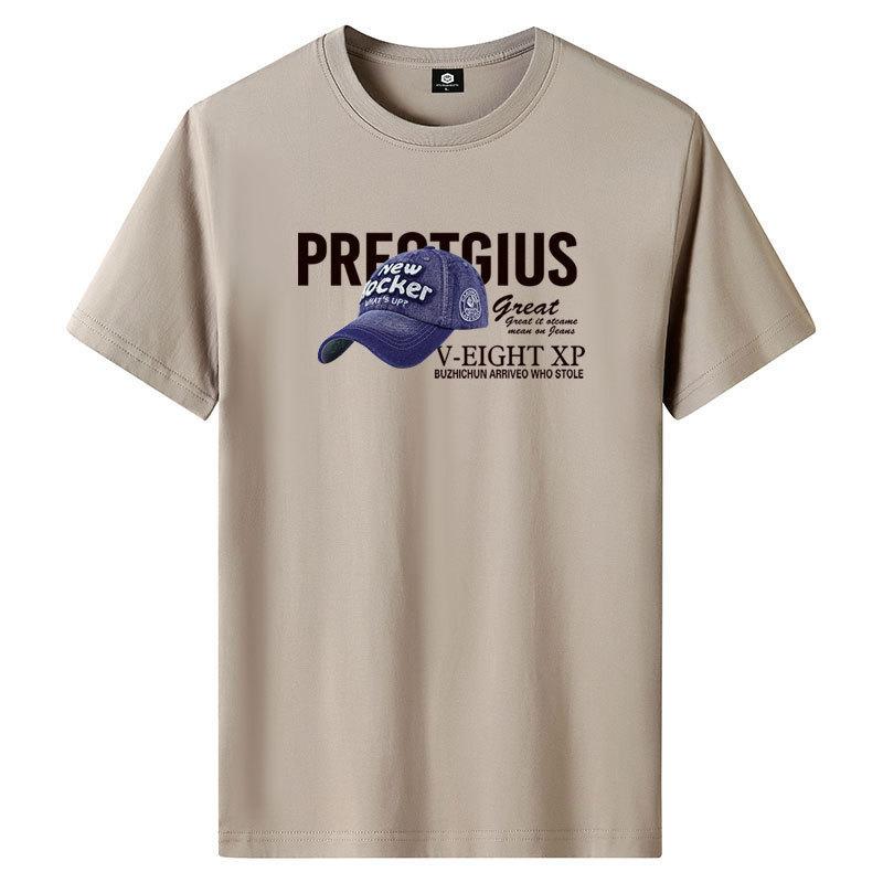 GMXIA Baumwoll Kurzarm T-Shirt Herrenmode Lockeres Halbarmhemd Bedruckt