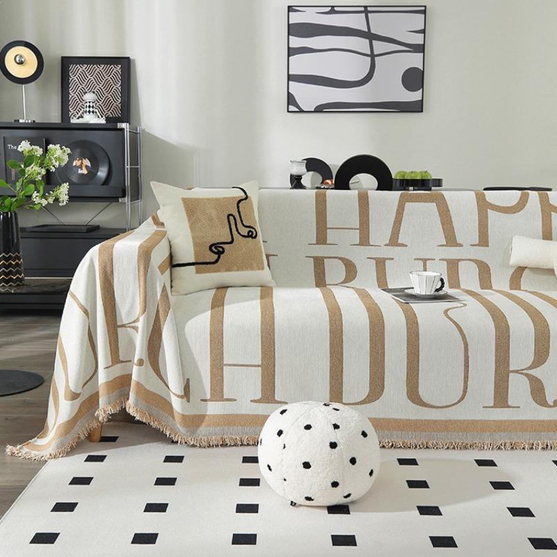 Chenille Sofa Throw Blanket Ins Style Sofa Cover with Tassel Four Season Couch Towel All-all-inclusive Dust Covers Blanekets
