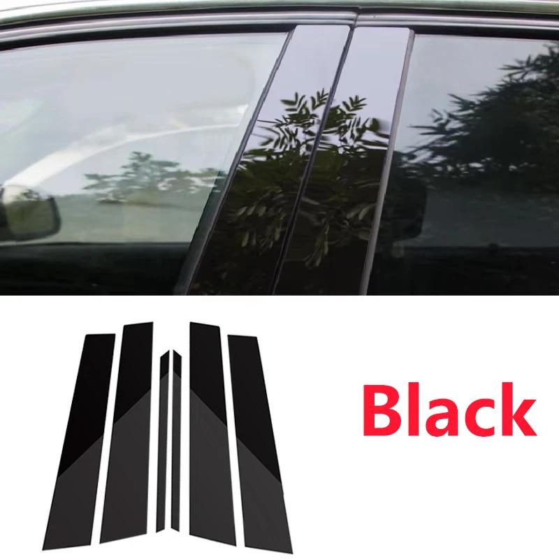 6PCS Black Carbon Window Trim Covers B C Pillar Posts Stickers Car Accessories For Mercedes Benz S Class W140 MK3 1992~1999 1993