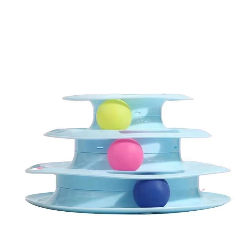 

3/4 Levels Cats Toy Tower Tracks Cat Toys Turntable Roller Balls Toys Cat Intelligence Training Amusement