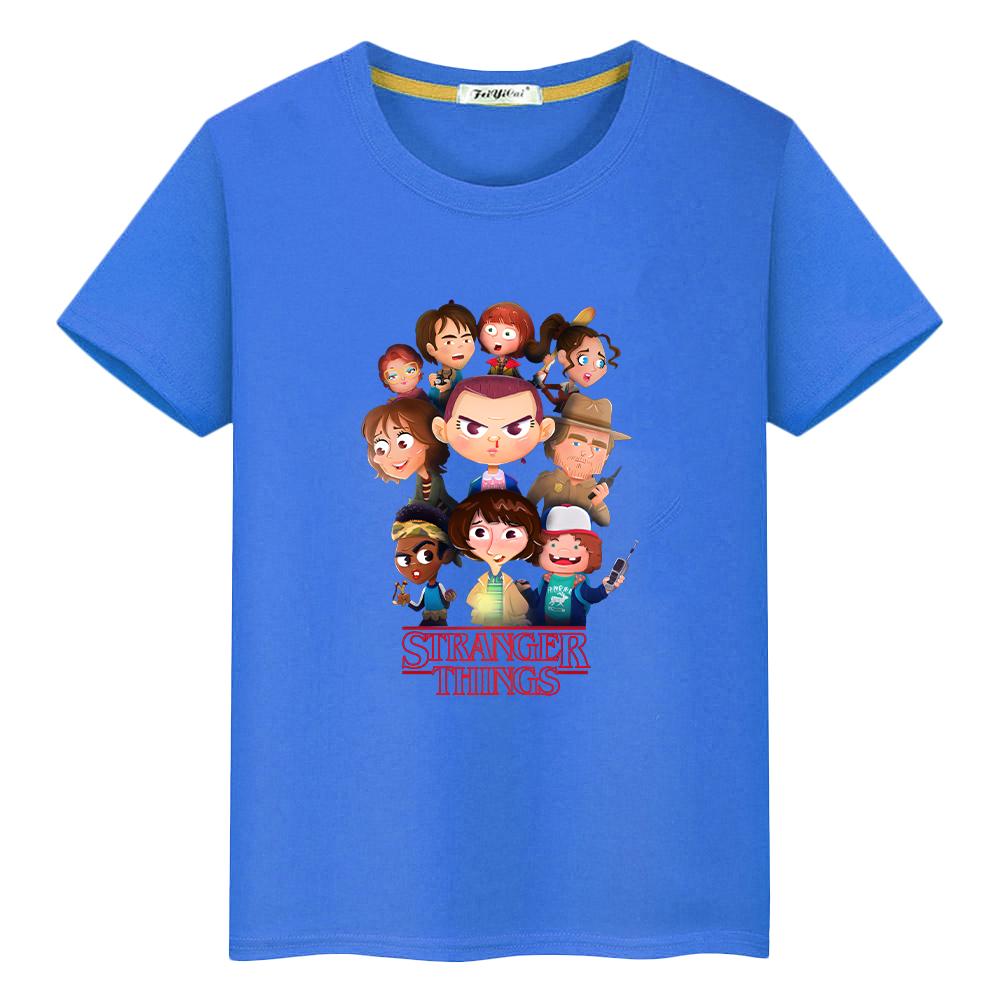 camiseta estampada de stranger things para niños niño10años camisetas de anime 100% algodón kawaii tops cortos camiseta y2k one piece ropa para niños niñas 140