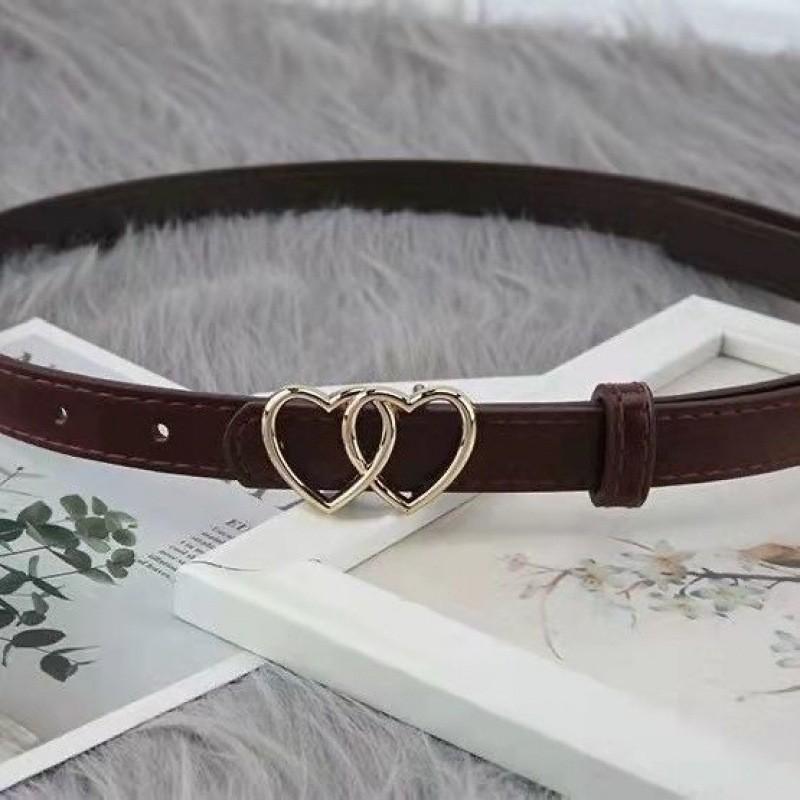Pu Heart Trendy And Butterfly Buckle Womens Belt Fashionable Accessory For School And Work