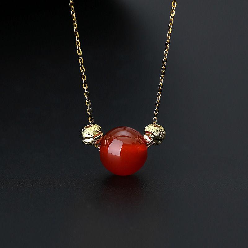 Acacia Bean Red Necklace Women's 2025 New Transfer Bead Pendant Collarbone Chain Valentine's Day Gift for Girlfriend Premium