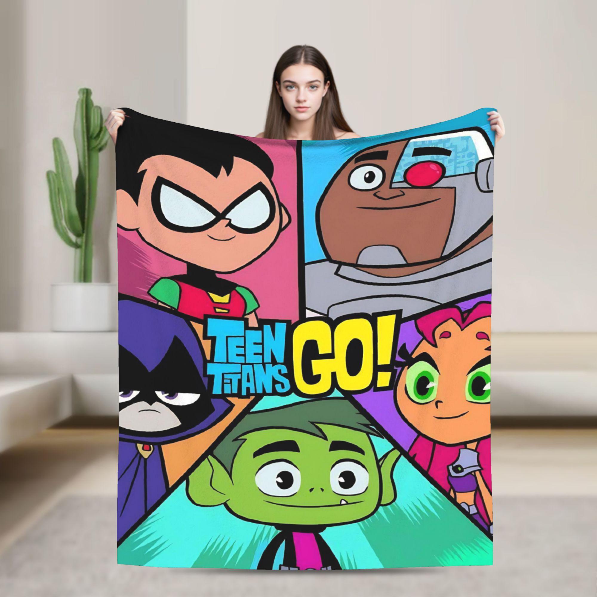 

Teens Titans Go Beast Boy Blanket Super Warm Fluffy Plush Throw Blanket For Couch Bed Camping Flannel Bedspread Bed Cover 75x90cm